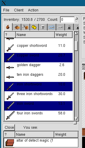 cursed and magical items - inventory screen shot