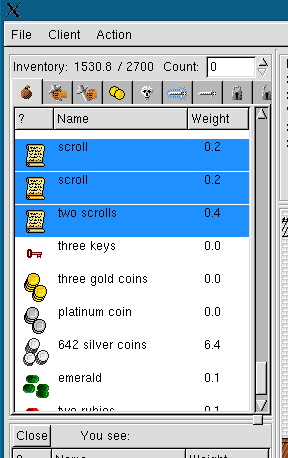 detect magic - inventory screen shot